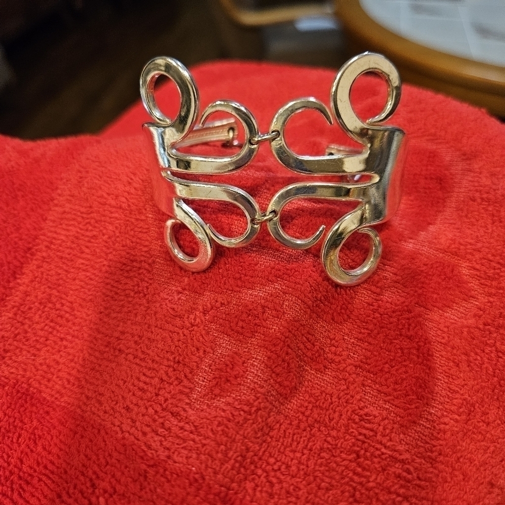 Hand Crafted Double Fork Bracelet from Vintage Silver Plated Forks